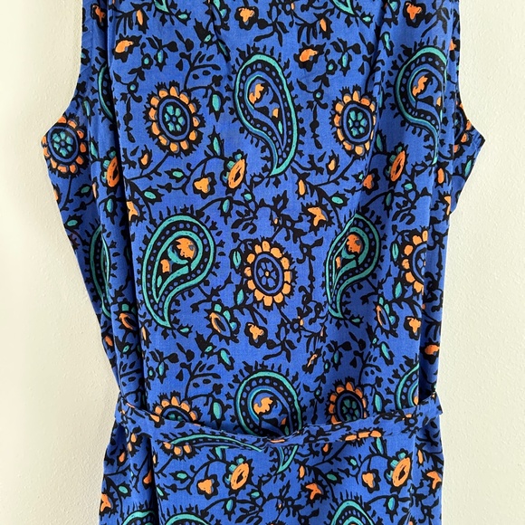 J. Crew Factory Blue Paisley Cotton Sundress Scoop Neck with Belt Size XS - Picture 11 of 14
